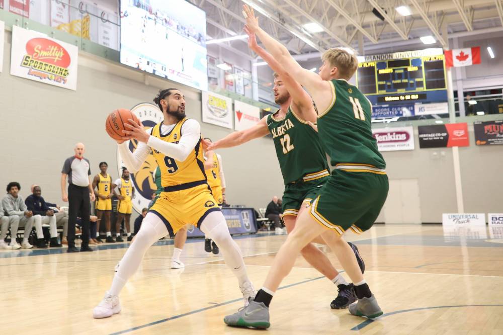 Sultan Haider Bhatti finished the first semester third in Canada West in scoring, tied for first in rebounding and second in assists as the Brandon University Bobcats went 3-7. (Tim Smith/The Brandon Sun)