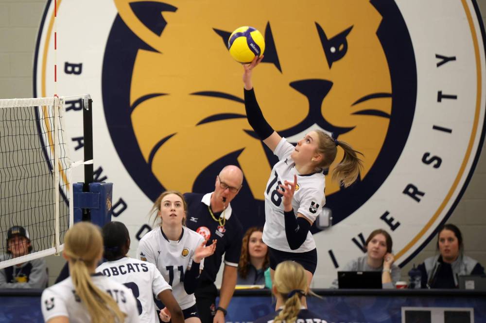 Right side Cassidy Hauta emerged as setter Carly Thomson's second option, posting 48 kills for a .162 hitting percentage. (Tim Smith/The Brandon Sun)