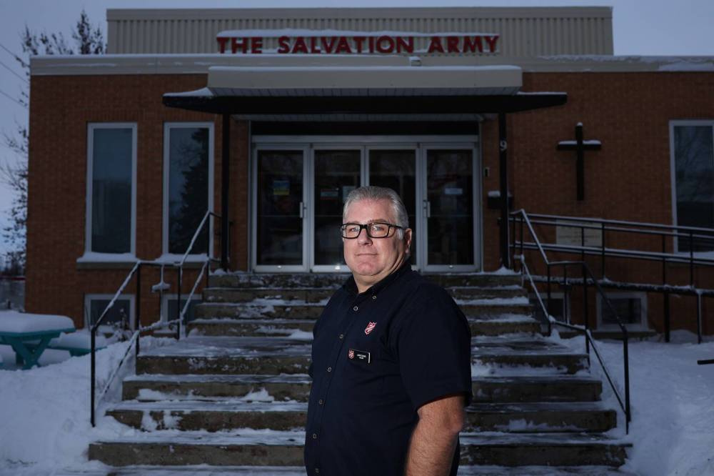 James Rands, Corps Officer and Pastor with The Salvation Army in Brandon, outside the SA church on Princess Avenue East in Brandon on Monday. Donations to the Salvation Army’s food bank are down this year and Rands is hoping Brandonites can pitch in with donations. (Tim Smith/The Brandon Sun)