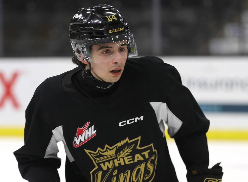 Brandon Wheat Kings defenceman Gio Pantelas of Victoria, B.C., has a goal and two assists in 21 games in his 16-year-old season. (Perry Bergson/The Brandon Sun)