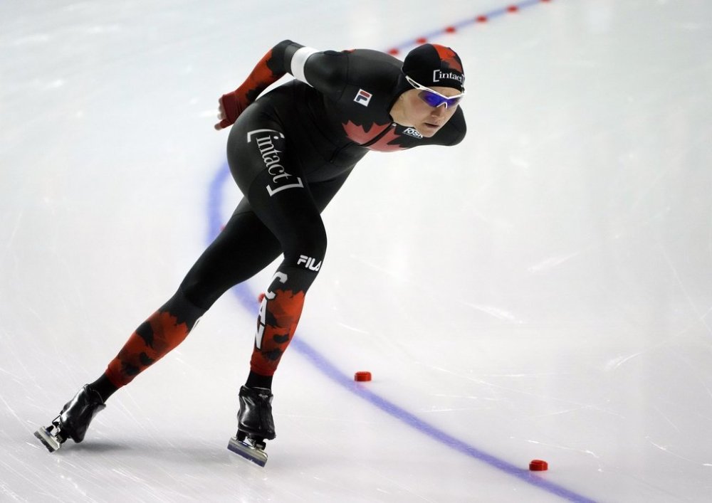 Canada's Isabelle Weidemann races in the women's 5000-metre event at the ISU World Cup Speed Skating in Calgary, Alta., Friday, Jan. 24, 2025. THE CANADIAN PRESS/Todd Korol