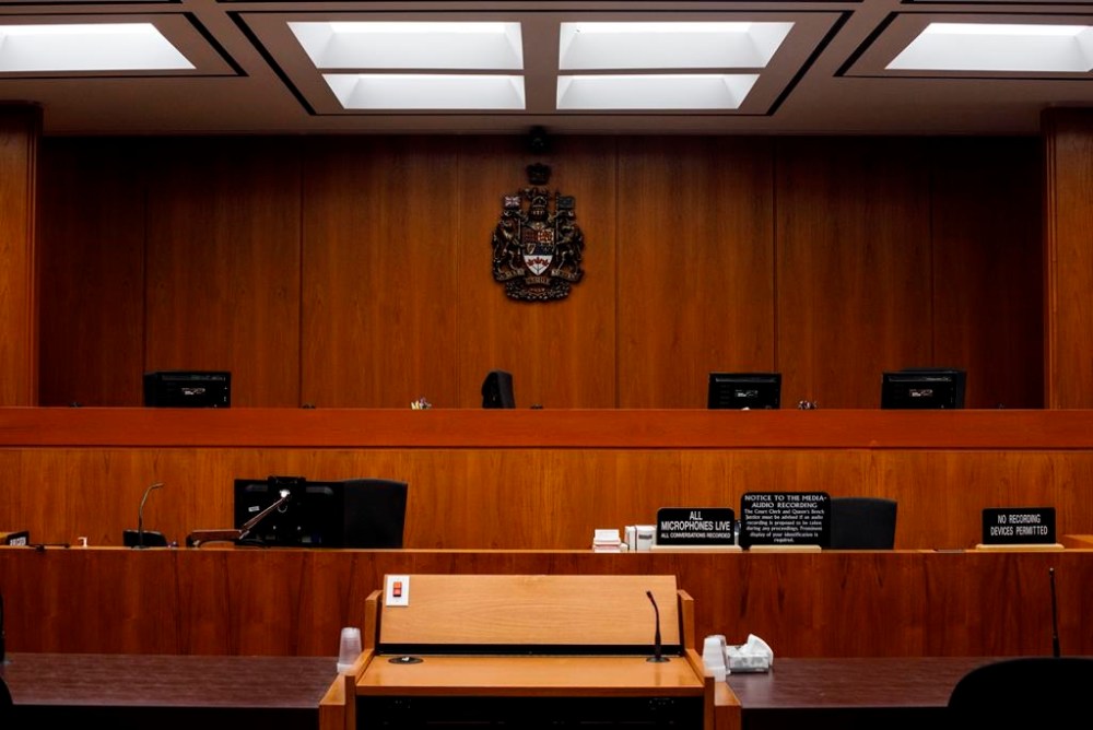 A courtroom at the Edmonton Law Courts building is shown in Edmonton on June 28, 2019. THE CANADIAN PRESS/Jason Franson
