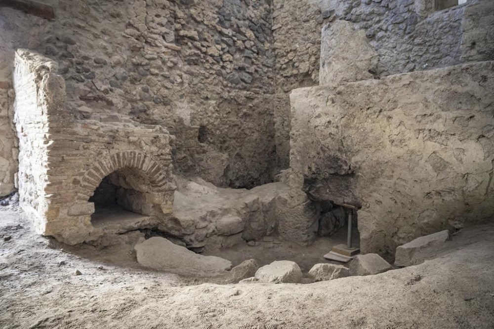 A picture released by the Pompeii Archeological Park Press Office, Friday, Jan. 17, 2025, showing a private bathhouse recently discovered in the Pompeii archeological site. (Archeological Park of Pompeii Press Office Via AP, HO)