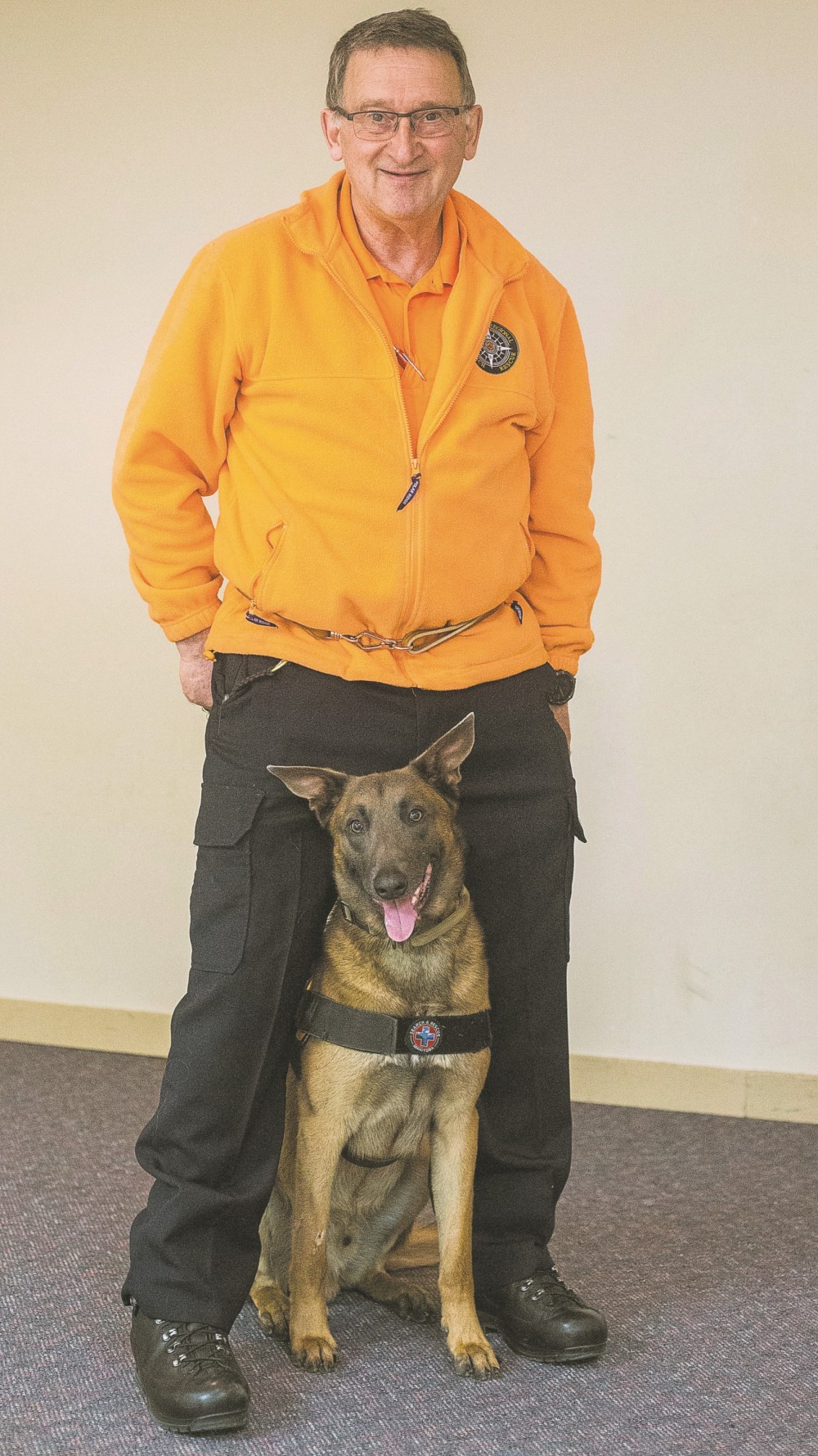 Leon Flannigan is seen with his dog Luke, a Belgian Malinois at a past open house held by the Brandon Regional Search and Rescue Association. Flannigan was seriously injured in a single-vehicle rollover near Inglis in November 2024. After spending 12 days in Winnipeg’s Health Sciences Centre, Flannigan is now undergoing occupational therapy and physiotherapy at Brandon’s Assiniboine Centre. (File)