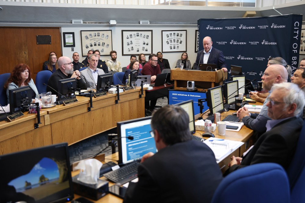 Acting city manager Terry Parlow speaks during 2025 budget deliberations at Brandon City Hall on Friday. Brandon City Council will continue budget deliberations today. (Tim Smith/The Brandon Sun)