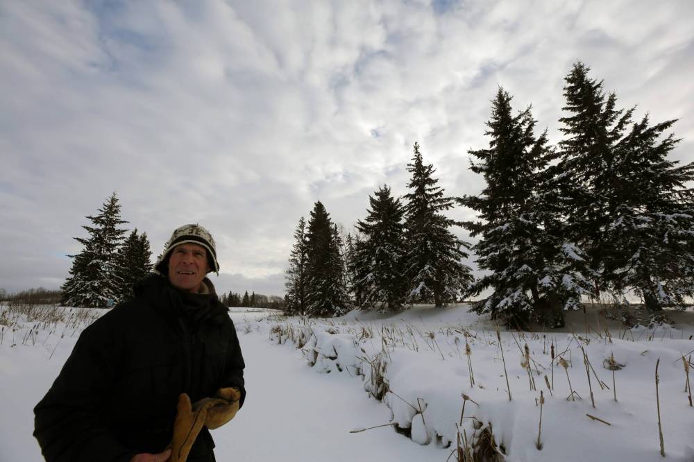 Ken Kingdon is on a snowshoe trek through a golf course to locate birds in the Onanole area. He participated in the area’s Christmas Bird Count, and had seen 12 species by midday. (Connor McDowell/Brandon Sun)
