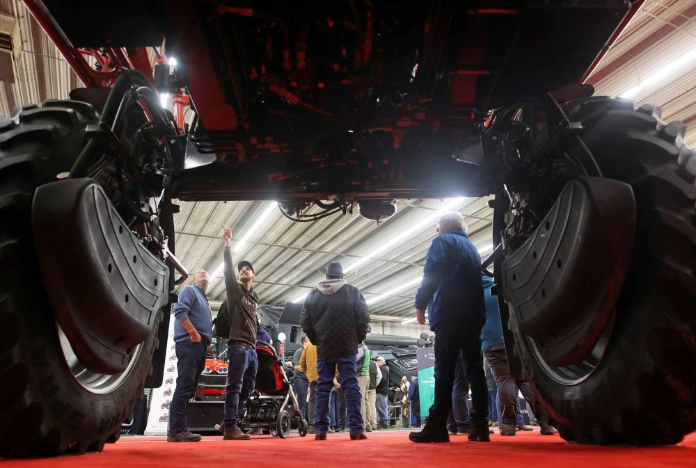 Visitors to Manitoba Ag Days 2024 check out a sprayer on display at the Keystone Centre. This year’s Ag Days kicks off on Tuesday. (File)