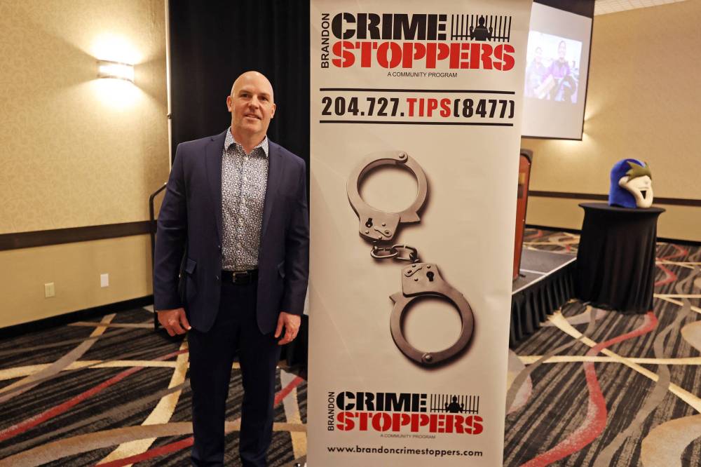 Brandon Crime Stoppers coordinator Trevor Robins at the luncheon hosted by the organization and its partners on Wednesday at the Victoria Inn. (David P. Stein/The Brandon Sun)