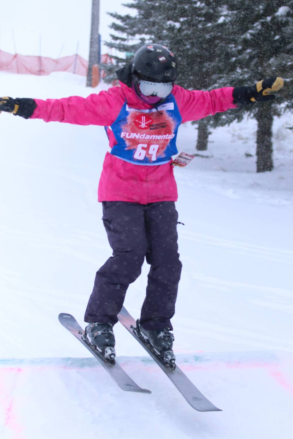 Alexia Ladoceur, aged 12, catches some air off a beginner jump at Holiday Mountain. (Matt Packwood/The Brandon Sun)