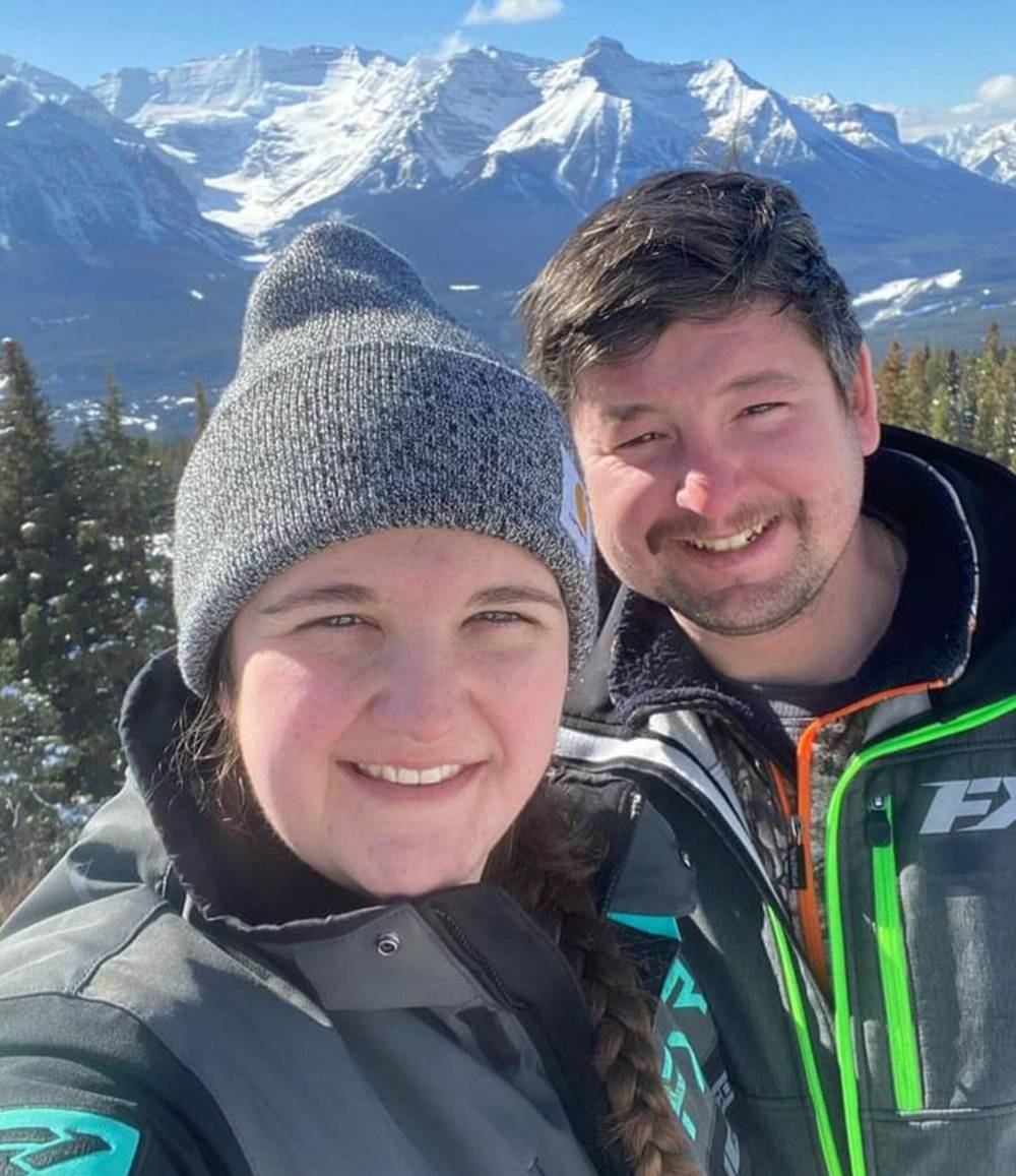 Kellie Verwey, 28, was killed in a collision on Highway 26 on Wednesday morning. The man pictured with Verwey is her fiancé, Travis Lundy. The pair were supposed to be married in June. (Submitted)