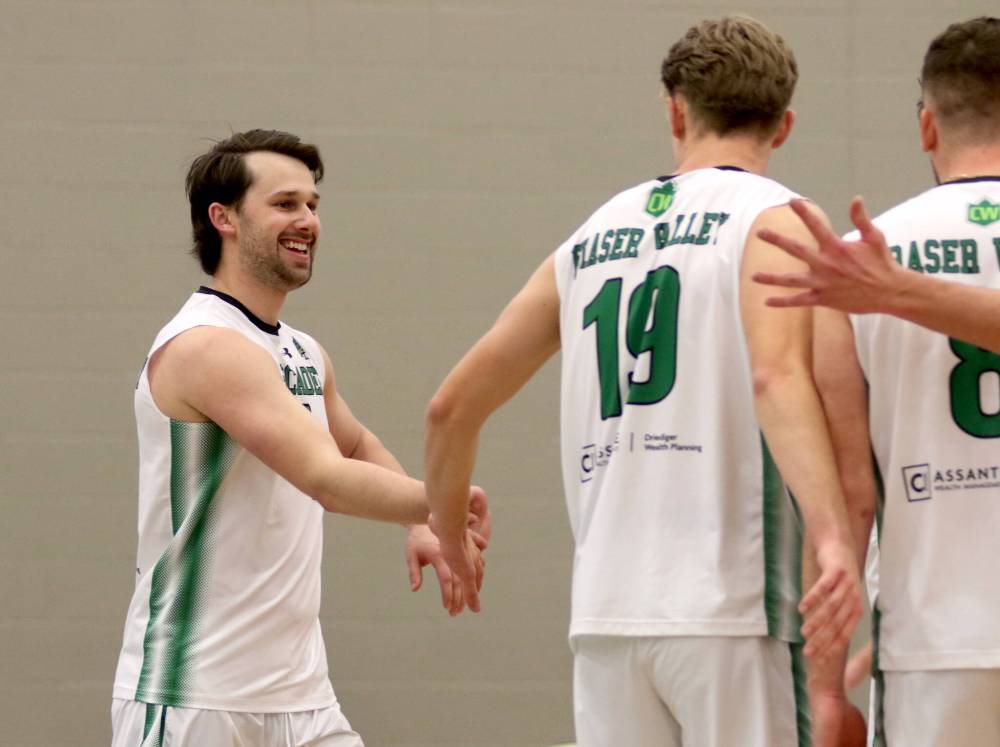 Brandonite Max Paddock started the match for his former team, getting a hometown sendoff after leaving to coach the Regina Pats' goaltenders this year. He's still a full-time student at Fraser Valley. (Thomas Friesen/The Brandon Sun)