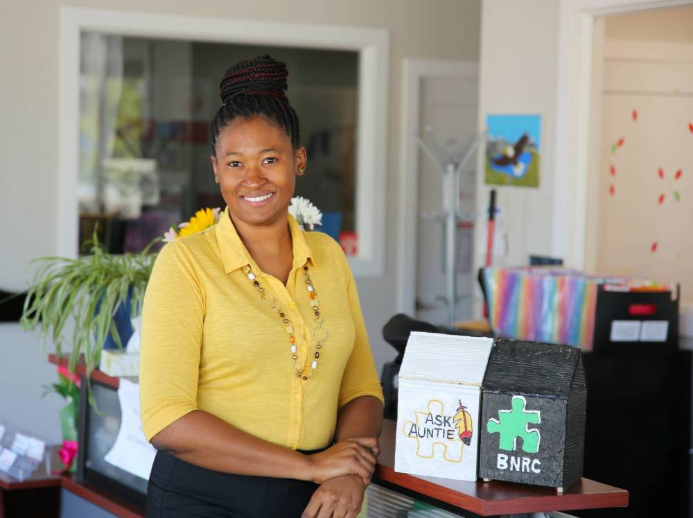 Rushana Newman, executive director of the Brandon Neighbourhood Renewal Corporation (BNRC), is shown in the reception area of the non-profit. A report released by BNRC on Thursday said the number of people who are homeless in Brandon has increased dramatically during the past four years. (Michele McDougall/The Brandon Sun files)