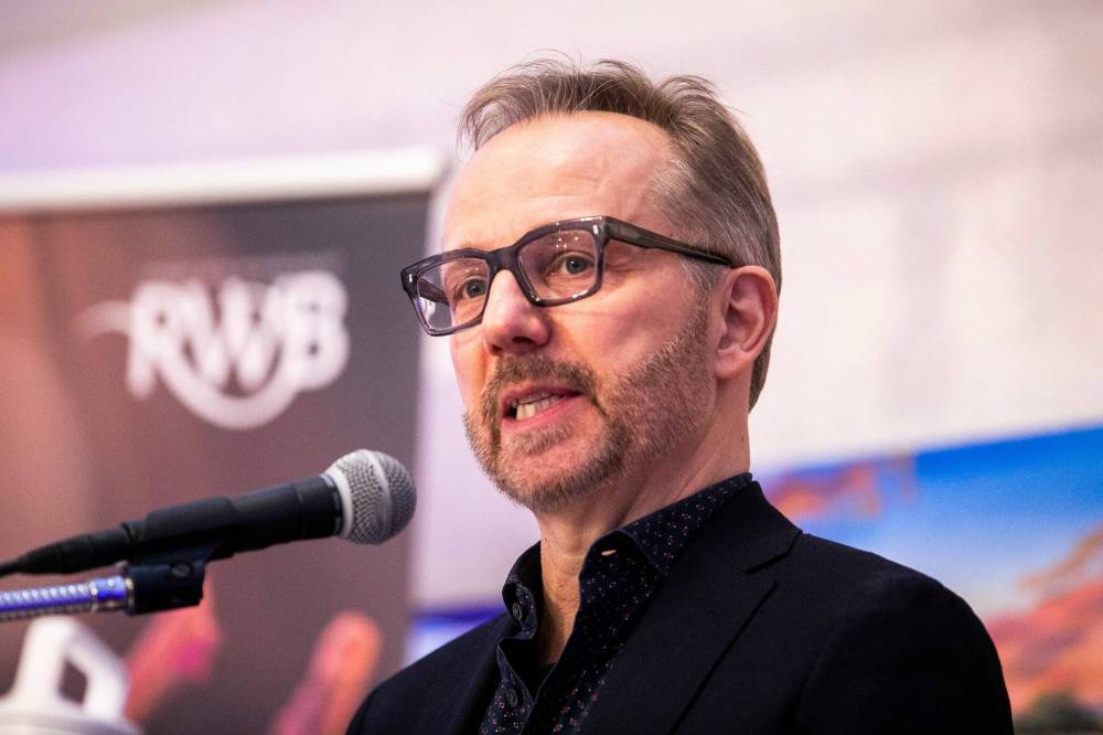 The Royal Winnipeg Ballet’s new artistic director, Christopher Stowell, speaks during a press conference at the Centennial Concert Hall in Winnipeg on Friday. (Mikaela MacKenzie/Winnipeg Free Press)