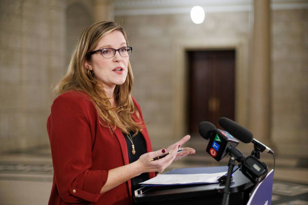 Kathleen Cook, PC party health critic, is seen at a past news conference held at the Manitoba Legislative Building. Cook told the Sun on Wednesday that the NDP government needs to explain how it plans to reduce the reliance on agency nurses, and how its investing in recruiting and retaining public system nurses. (Winnipeg Free Press files)