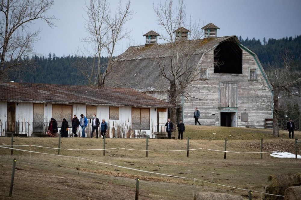 Prime Minister Justin Trudeau, Williams Lake First Nation Chief Willie Sellars, and Minister of Crown Indigenous Relations Marc Miller walk together on the former grounds of St. Joseph's Mission Residential School, in Williams Lake, B.C., on March 30, 2022. An Academy-Award-nominated film that follows an investigation into deaths, abuse and missing children at a former British Columbia residential school should be shown in schools across Canada, says a First Nations leader. THE CANADIAN PRESS/Darryl Dyck