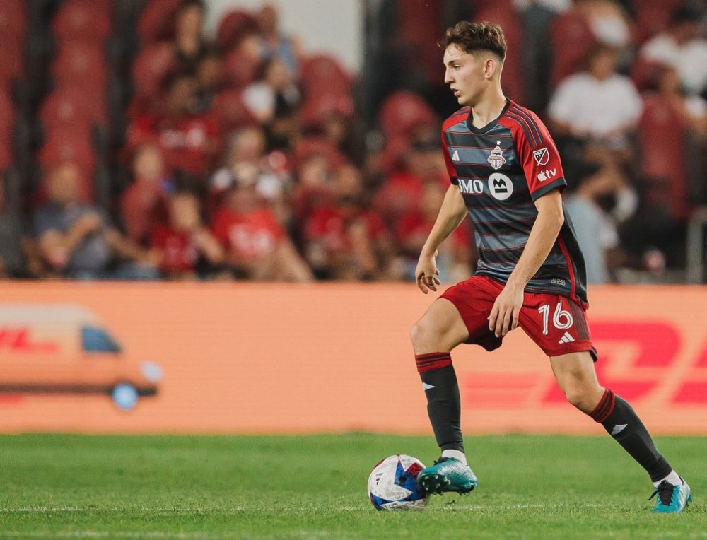 Centre back Lazar Stefanovic, is shown in this handout photo, in action for Toronto FC on July 1, 2023, in MLS play against Real Salt Lake. THE CANADIAN PRESS/HO-Toronto FC-Lucas Kschischang
*MANDATORY CREDIT *