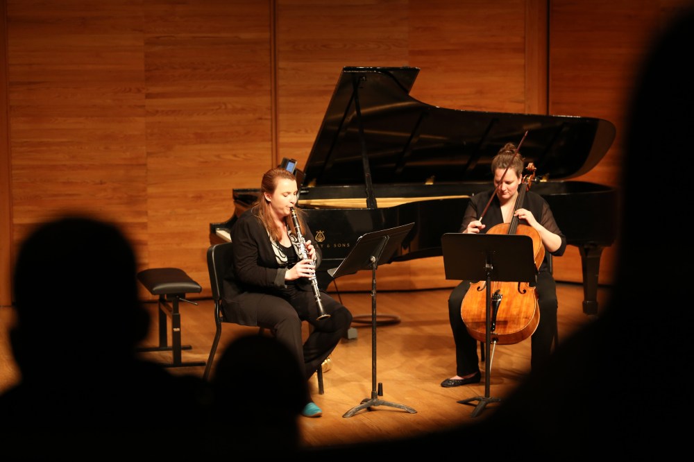 Catherine Wood and Laura Jacyna perform during the 2020 Brandon University Clarinet Festival. This year's festival will be held this weekend. (Kyle Darbyson/The Brandon Sun file)