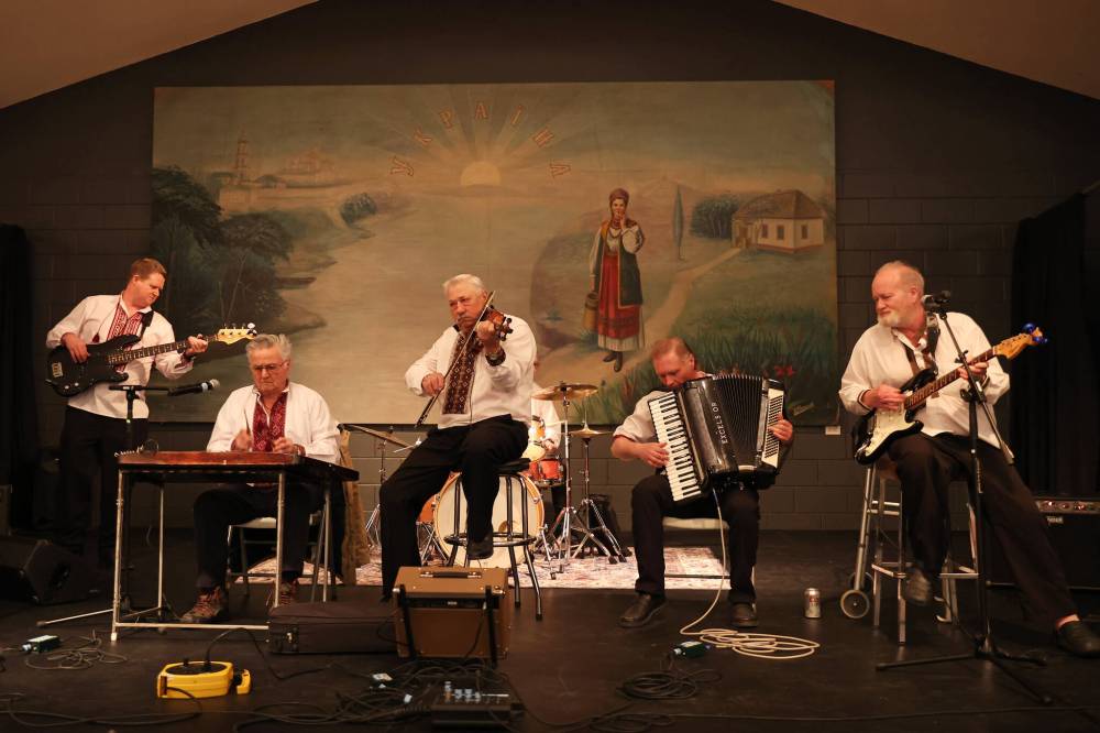 The Drifting Cossacks perform during Thursday’s opening ceremony at the Ukraine pavilion.