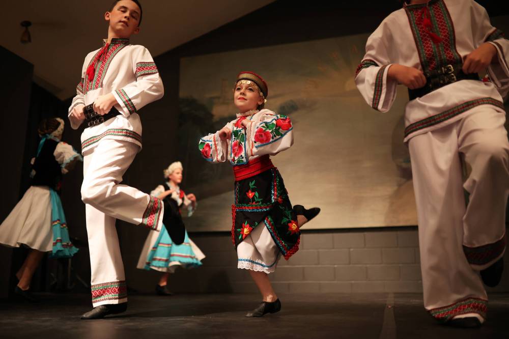 Dancers with the Brandon Troyanda School of Ukrainian Dance perform on Thursday night at the Ukraine pavilion to help kick off the 2025 Westman Multicultural Festival.