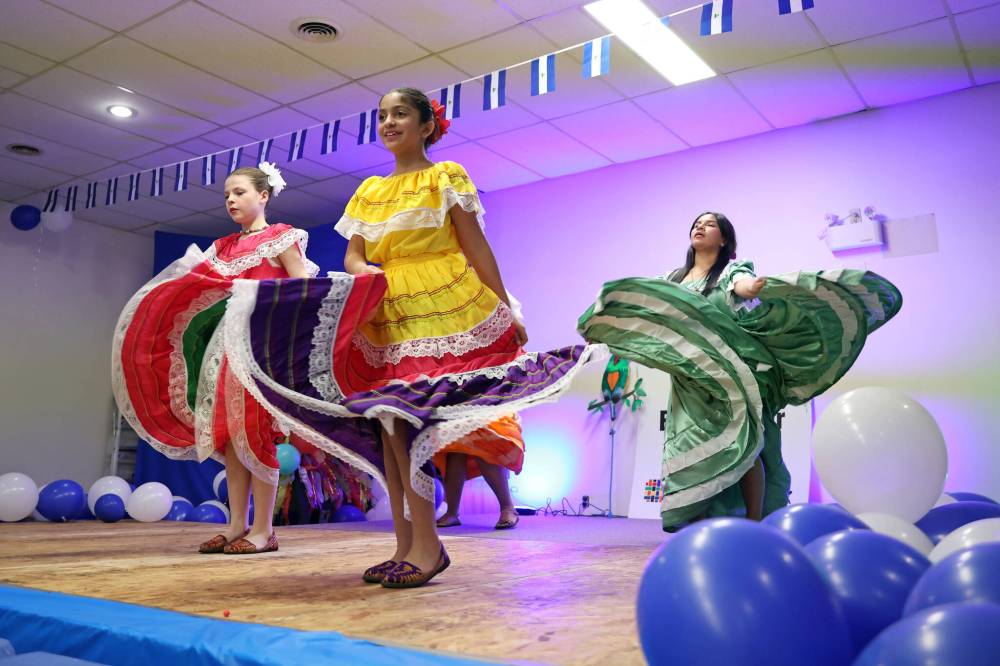 Dancers perform at the El Salvador pavilion in the North End Community Centre during the opening night of the 2025 Westman Multicultural Festival on Thursday. The festival runs until Saturday and features 11 pavilions. (Photos by Tim Smith/The Brandon Sun)