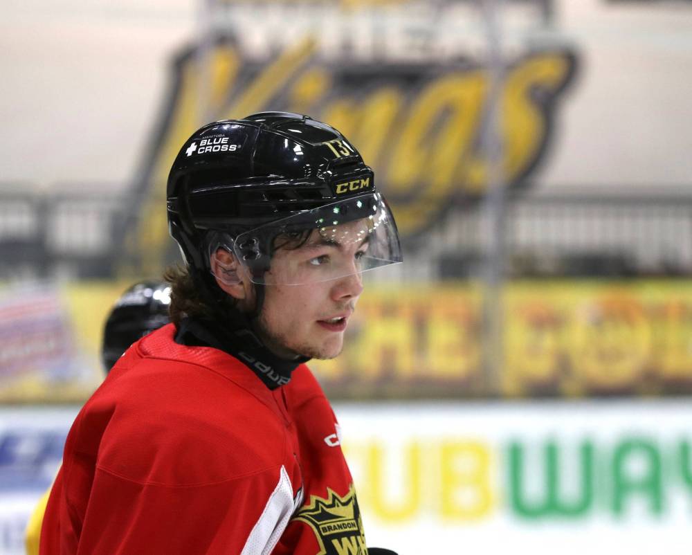 Roger McQueen was still in a red non-contact jersey at Brandon Wheat Kings practice on Tuesday. The team's young star is expected to return next week. (Perry Bergson/The Brandon Sun)
Feb. 28, 2025
