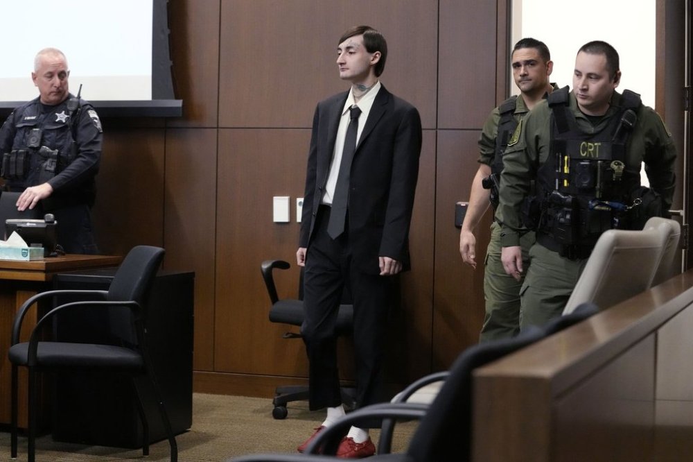 Robert E. Crimo III arrives for his trial in Judge Victoria A. Rossetti's courtroom in Waukegan, Ill., Monday, March 3, 2025. (AP Photo/Nam Y. Huh, Pool)