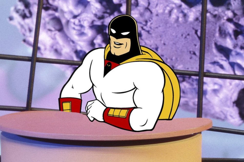 This image released by Adult Swim shows the animated superhero Space Ghost, voiced by George Lowe, in a scene from the series “Space Ghost Coast to Coast.