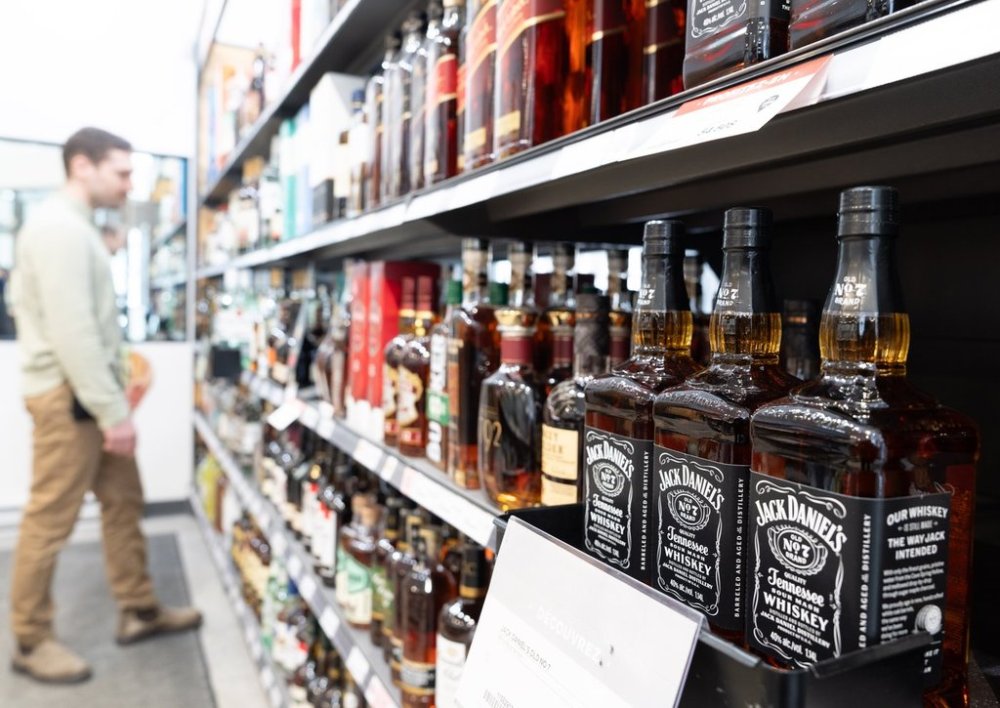 American whiskey is seen on the shelves of a SAQ liquor store in Montreal on Tuesday, March 4, 2025. THE CANADIAN PRESS/Christinne Muschi