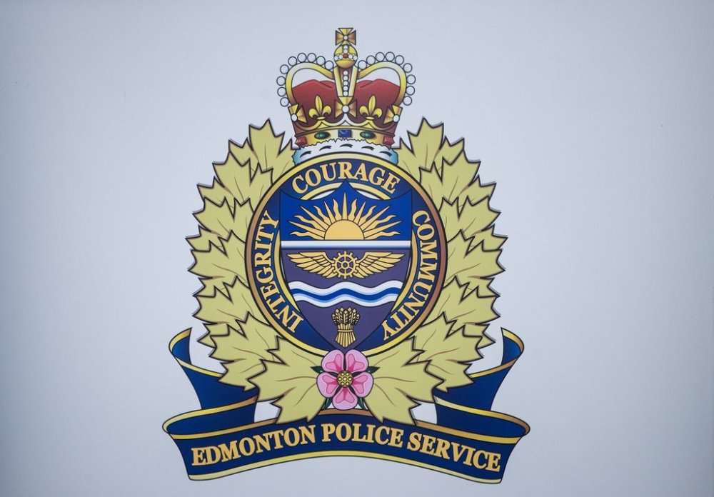 Edmonton Police Service insignia is seen in Edmonton, Tuesday, Aug. 1, 2023. THE CANADIAN PRESS/Jason Franson.