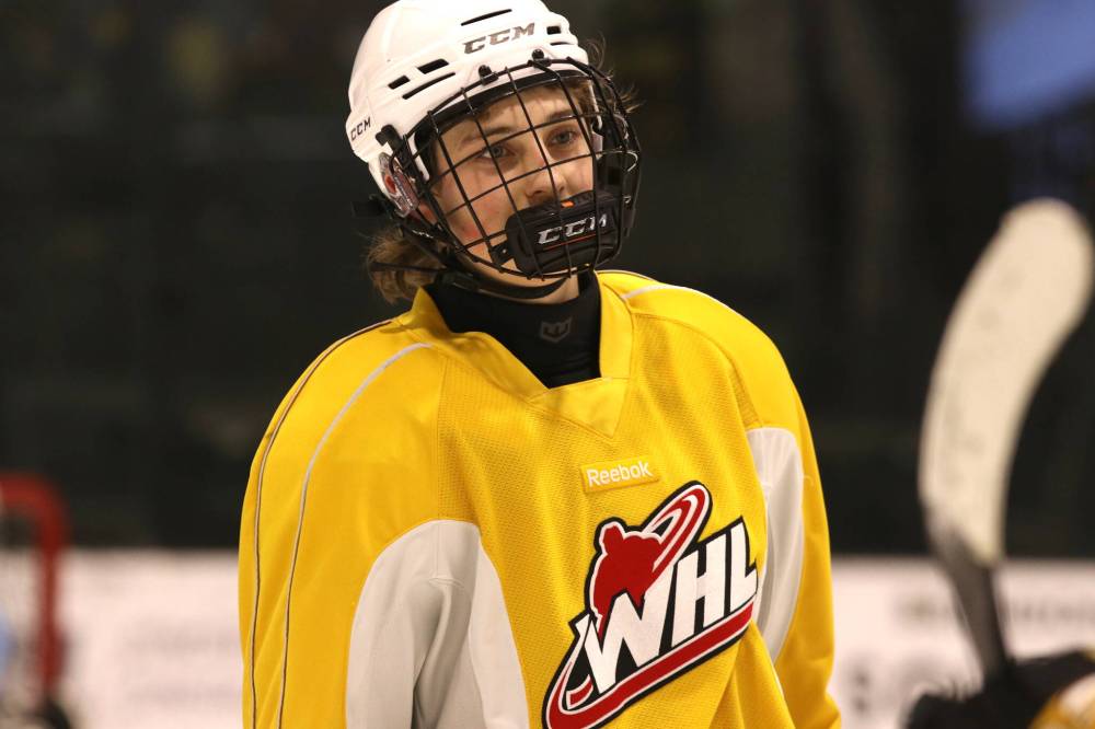 Jaxson Brick, shown at a recent practice, has exploded offensively in his second year with the under-18 AAA Brandon Wheat Kings while maintaining the same work ethic he displayed as a rookie. (Perry Bergson/The Brandon Sun)