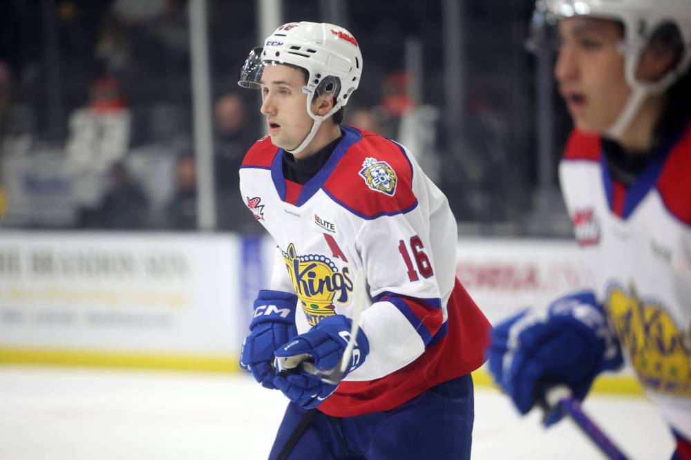 Edmonton Oil Kings forward Rylen Roersma (16) made his final trip back to Westoba Place last week to meet his former club, the Brandon Wheat Kings. The four-year Wheat King said it was a special night. (Tim Smith/The Brandon Sun)