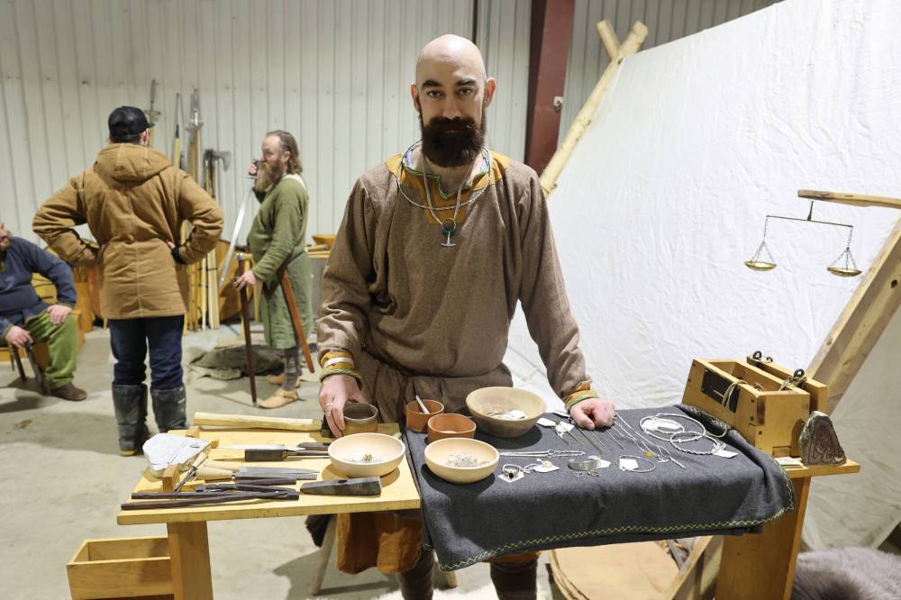 Phillip Bollman showcases his handcrafted goods.