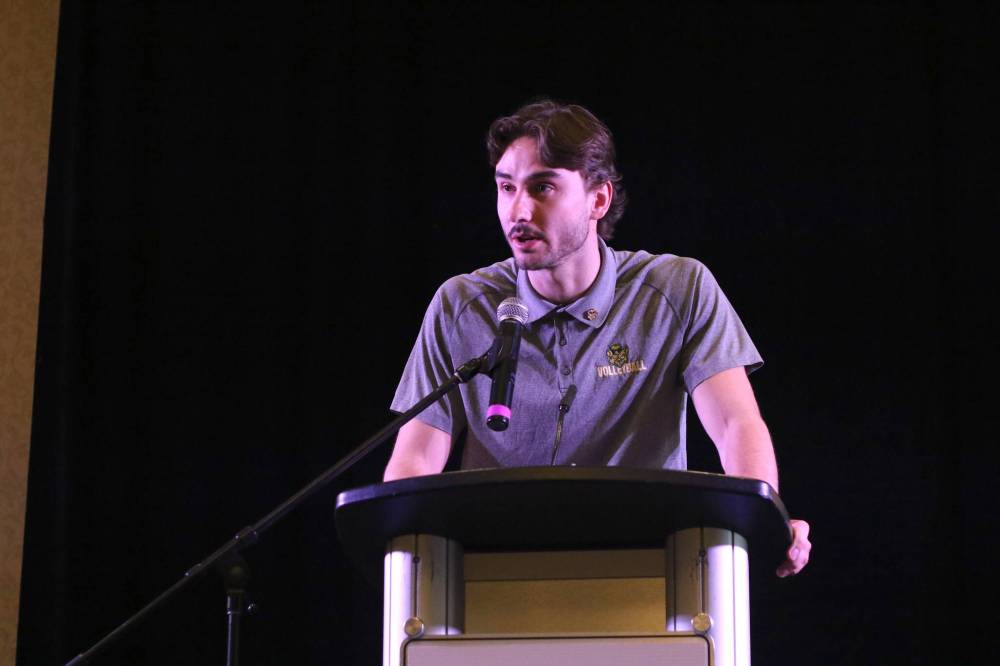 Alberta Golden Bears left side Isaac Heslinga was named U Sports men's volleyball player of the year for the second consecutive season at the all-Canadian banquet at the Victoria Inn on Thursday. (Thomas Friesen/The Brandon Sun)