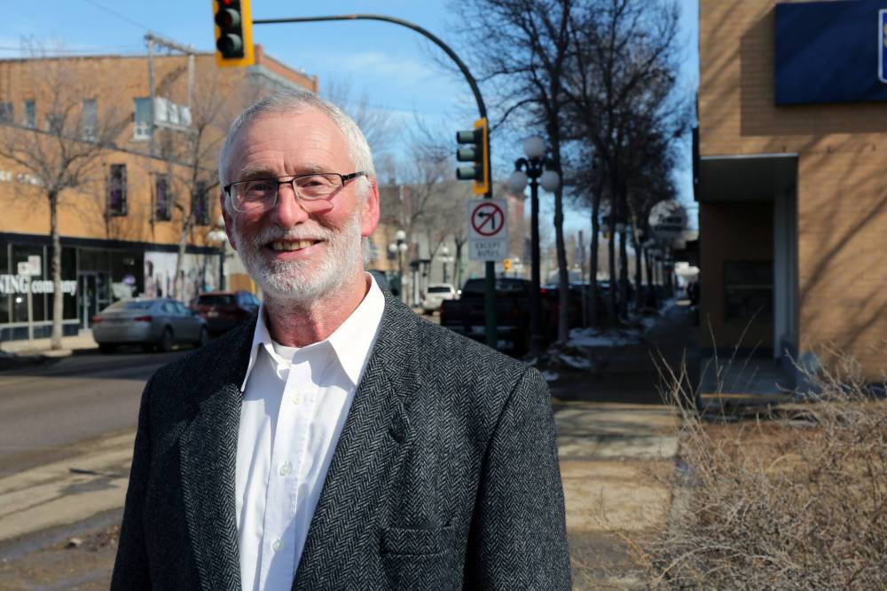 Quentin Robinson, seen here on Rosser Avenue in Brandon on Monday afternoon, has been confirmed as the NDP candidate for Brandon-Souris in this spring's federal election. (Connor McDowell/Brandon Sun)