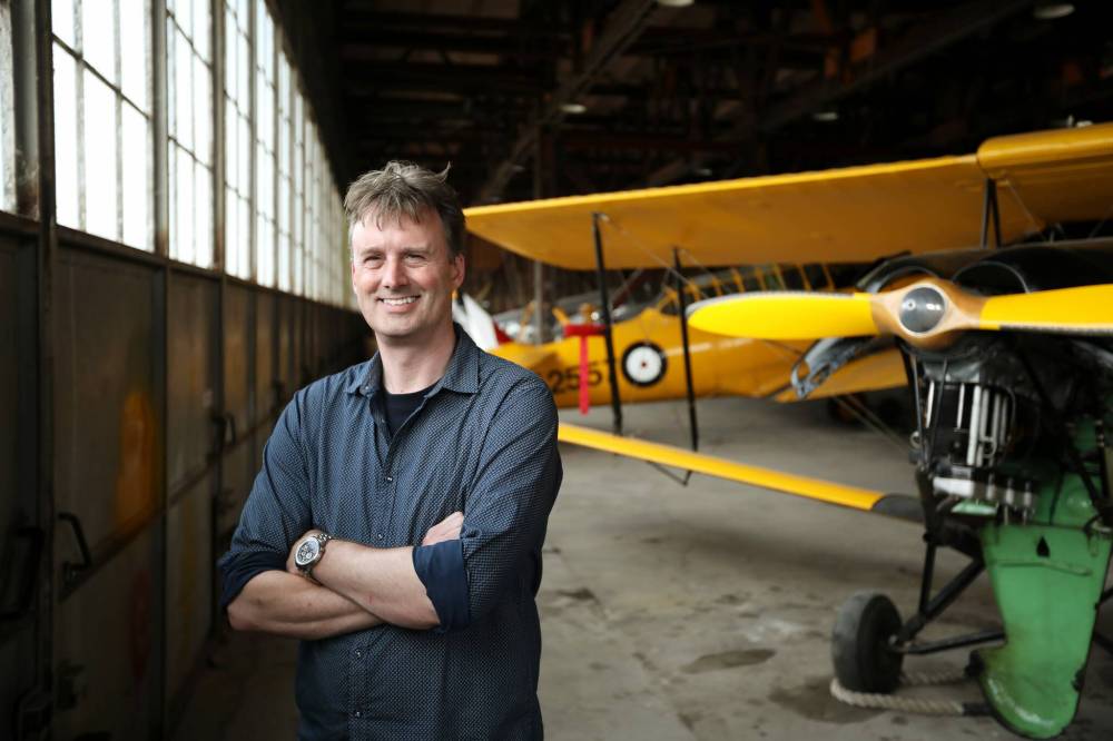 Stephen Hayter, executive director of the British Commonwealth Air Training Plan Museum, located at Brandon Municipal Airport, stands inside the museum’s hangar. (Tim Smith/The Brandon Sun files)