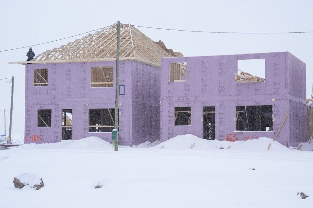 A new housing project is shown under construction in Milton, Ont., on February 20, 2025. THE CANADIAN PRESS/Chris Young
