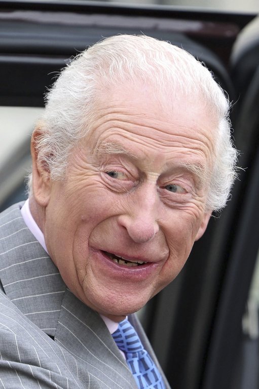 King Charles III smiles during a visit to the 'Soil: The world at our feet' exhibition at Somerset House on Wednesday, March 26, 2025, in London, England. (Chris Jackson/Pool photo via AP)