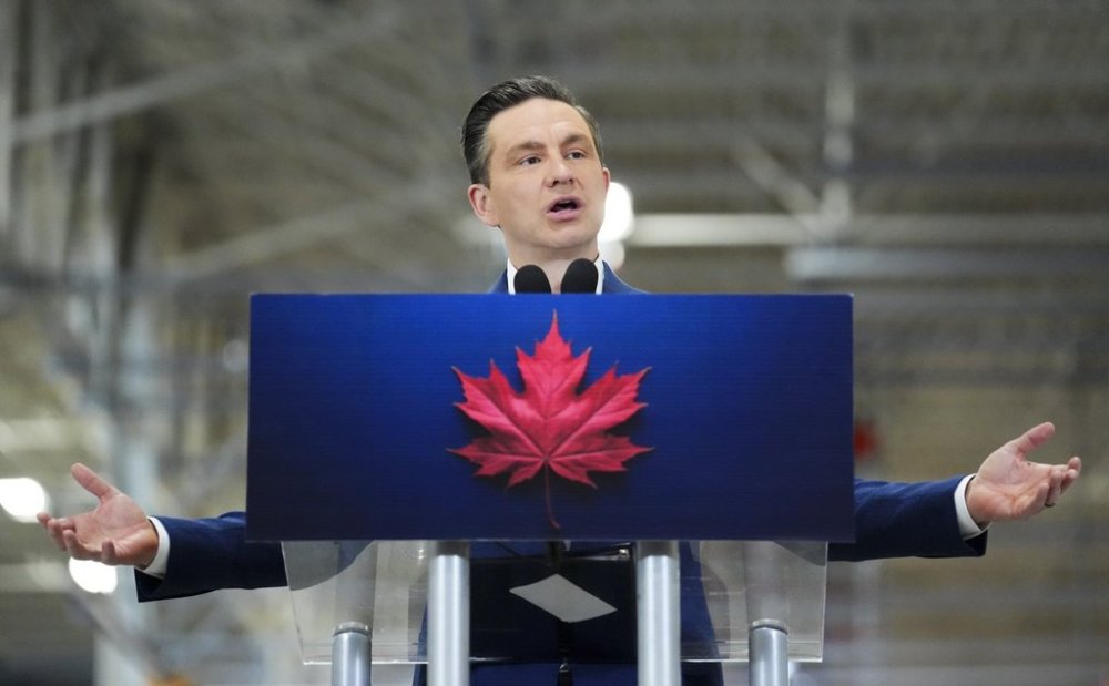 Conservative Leader Pierre Poilievre visits Cancoil, a manufacturer of commercial refrigeration products, to hold a press conference in Kingston, Ont., on Thursday, April 3, 2025. THE CANADIAN PRESS/Sean Kilpatrick