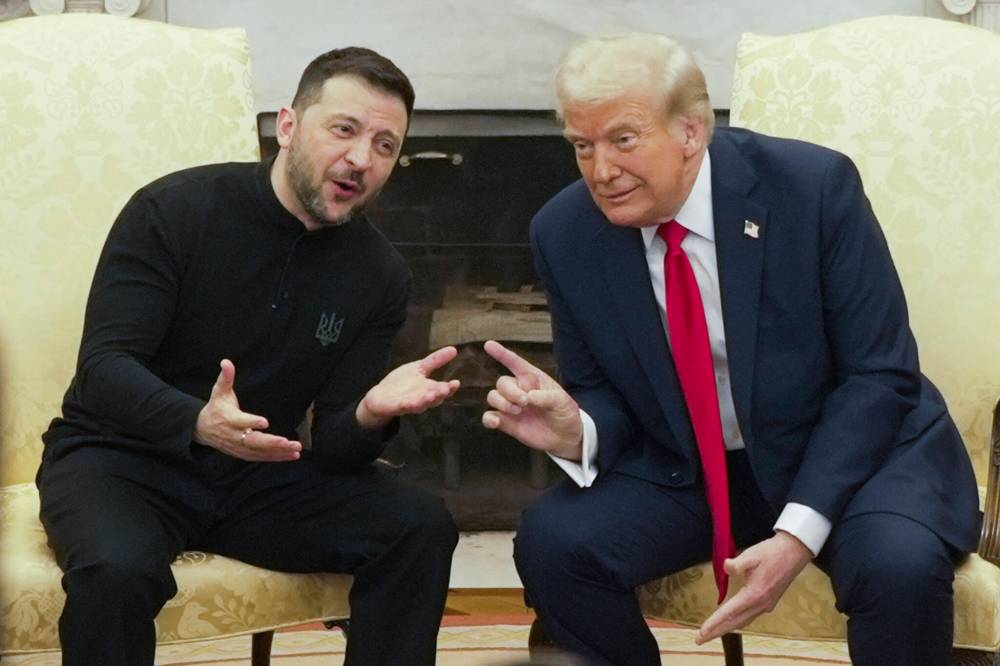 U.S. President Donald Trump (right) meets with Ukrainian President Volodymyr Zelenskyy at the White House in February. Mazen Guirguis writes that during that tense meeting, Trump was “trying to project an image of a leader demanding respect for his people, unaware, it seems, that there is no honour in denigrating the weak.” (The Associated Press files)