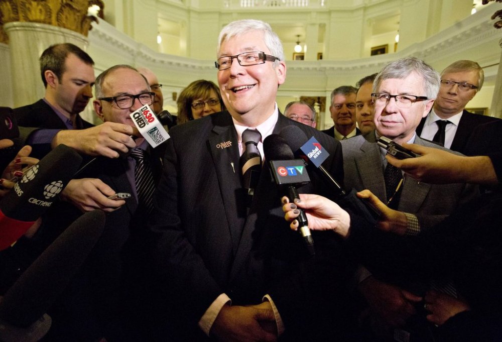 Dave Hancock announces that he is the chosen interim premier in Edmonton on Thursday, March 20, 2014. One of Alberta's shortest-serving premiers has a new government job in the provincial courts. THE CANADIAN PRESS/Jason Franson