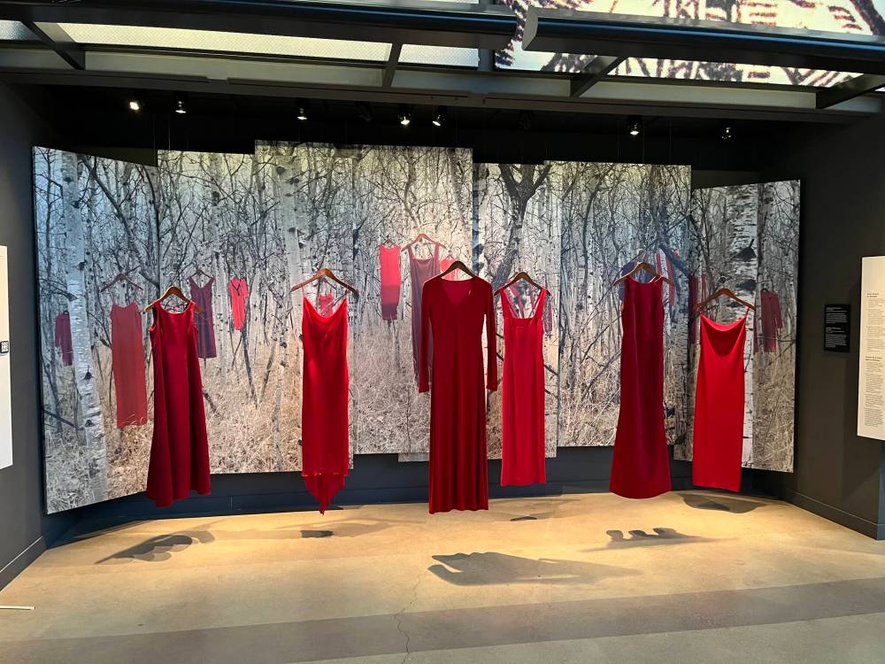 Shown here in the Canadian Museum of Human Rights is an exhibit of the “REDress Project” by Jaime Black. Black’s work inspired what would become Red Dress Day, or the National Day of Awareness for Missing and Murdered Indigenous Women and Girls, recognized every May 5. (Submitted)