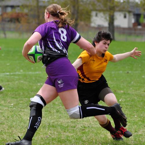 Kypling Black, left, is joining the Brandon University women's rugby team this fall. (Brandon Sun files)