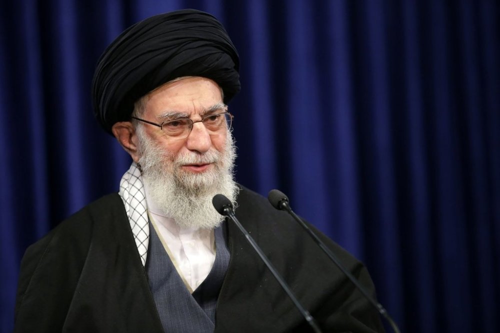 FILE - In this photo provided by the Office of the Iranian Supreme Leader, Supreme Leader Ayatollah Ali Khamenei addresses the nation in a televised speech in Tehran, Iran, on Jan. 8, 2021. (Office of the Iranian Supreme Leader via AP, File)