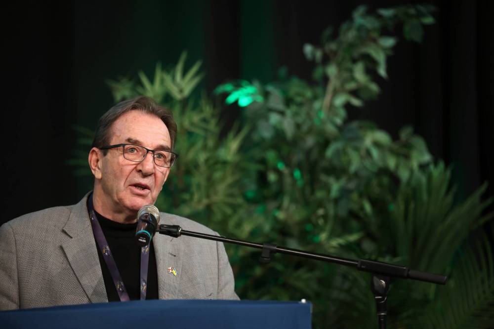 In July, Manitoba Agriculture Minister Ron Kostyshyn announced a program to support livestock farmers due to dry conditions this year. Kostyshyn is pictured here during Manitoba Ag Days 2024 at the Keystone Centre. (Tim Smith/The Brandon Sun files)