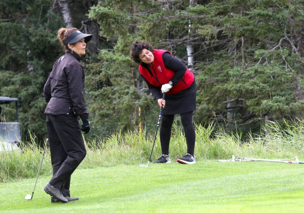 Jody Bieber, left, and Jayne Troop won the ladies' scramble title in a playoff over Leslie Olson and Tracy Rutledge. (Thomas Friesen/The Brandon Sun)