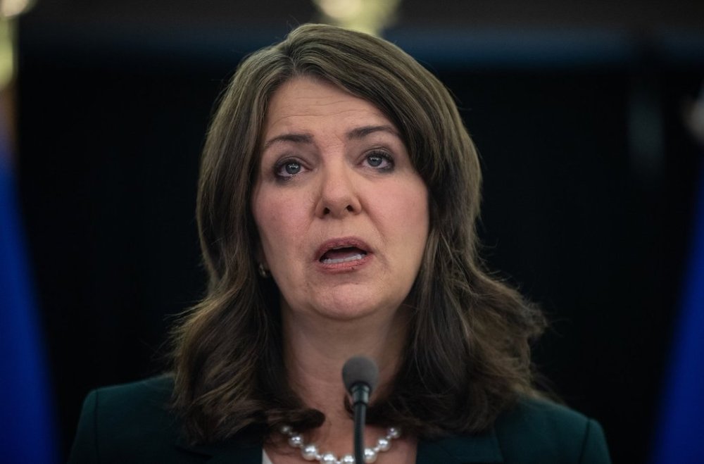 Alberta Premier Danielle Smith speaks at a press conference in Edmonton on Oct. 31, 2024.THE CANADIAN PRESS/Jason Franson