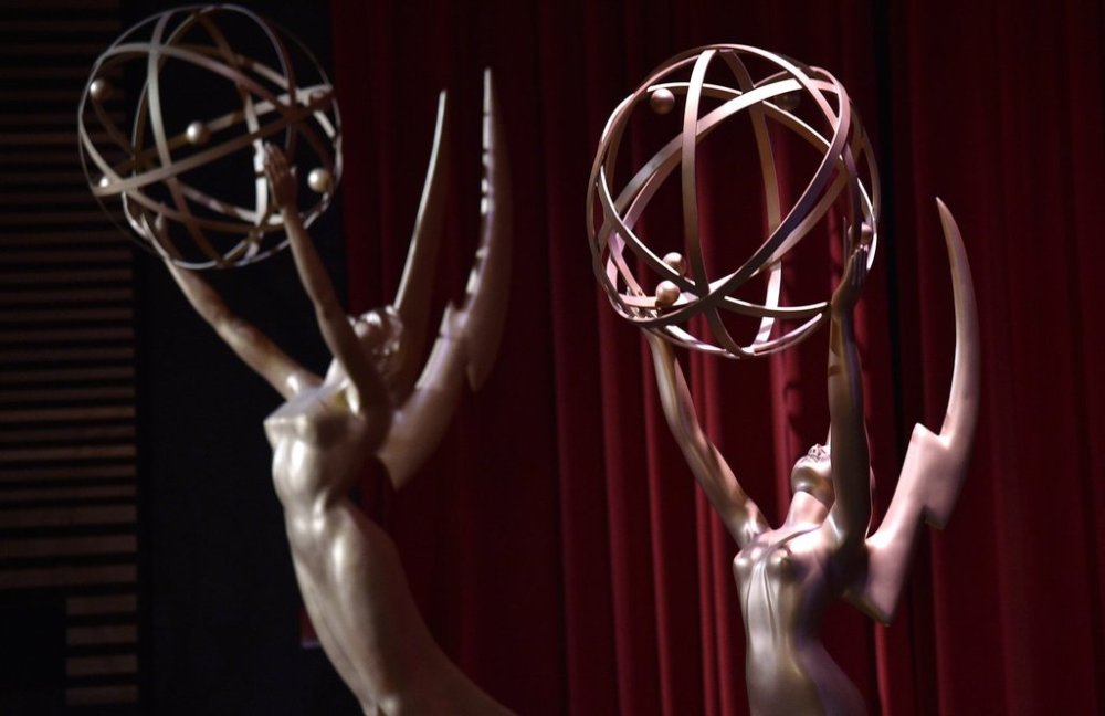 FILE - Emmy statues are seen at the 70th Primetime Emmy Nominations Announcements at the Television Academy's Saban Media Center July 12, 2018, in Los Angeles. (Photo by Chris Pizzello/Invision/AP, File)