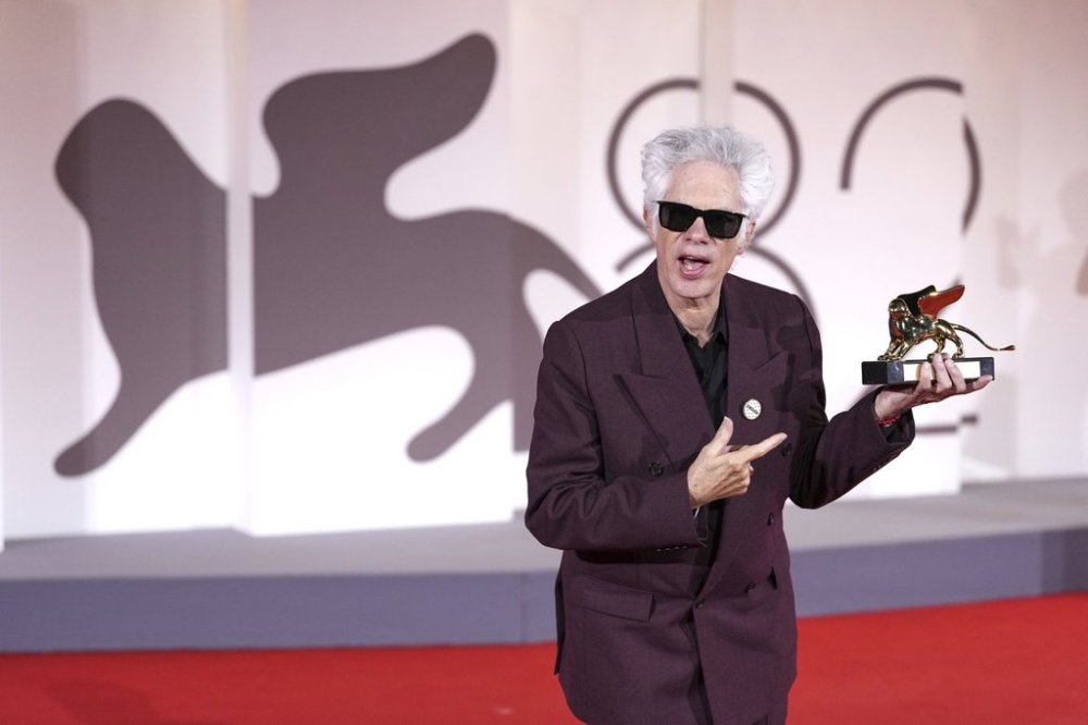 Director Jim Jarmusch, winner of the Golden Lion for best film for 'Father Mother Sister Brother', poses for photographers at the awards photo call during the 82nd edition of the Venice Film Festival in Venice, Italy, on Saturday, Sept. 6, 2025. (Photo by Scott A Garfitt/Invision/AP)