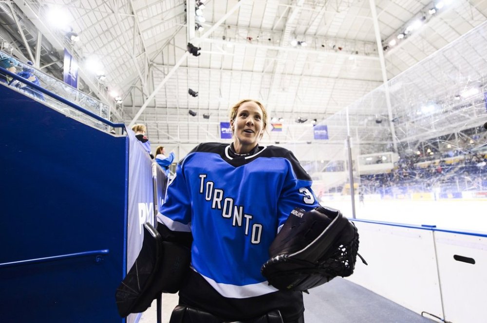 Toronto goaltender Erica Howe (37) leaves the ice after warm-up before the start of PWHL hockey action against Boston, in Toronto on Wednesday, Jan. 17, 2024. THE CANADIAN PRESS/Christopher Katsarov