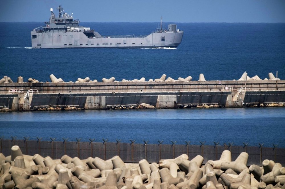 An Israeli Navy vessel moves in the Mediterranean sea toward the port of Ashdod, Israel, Thursday, Oct. 2, 2025. (AP Photo/Leo Correa)